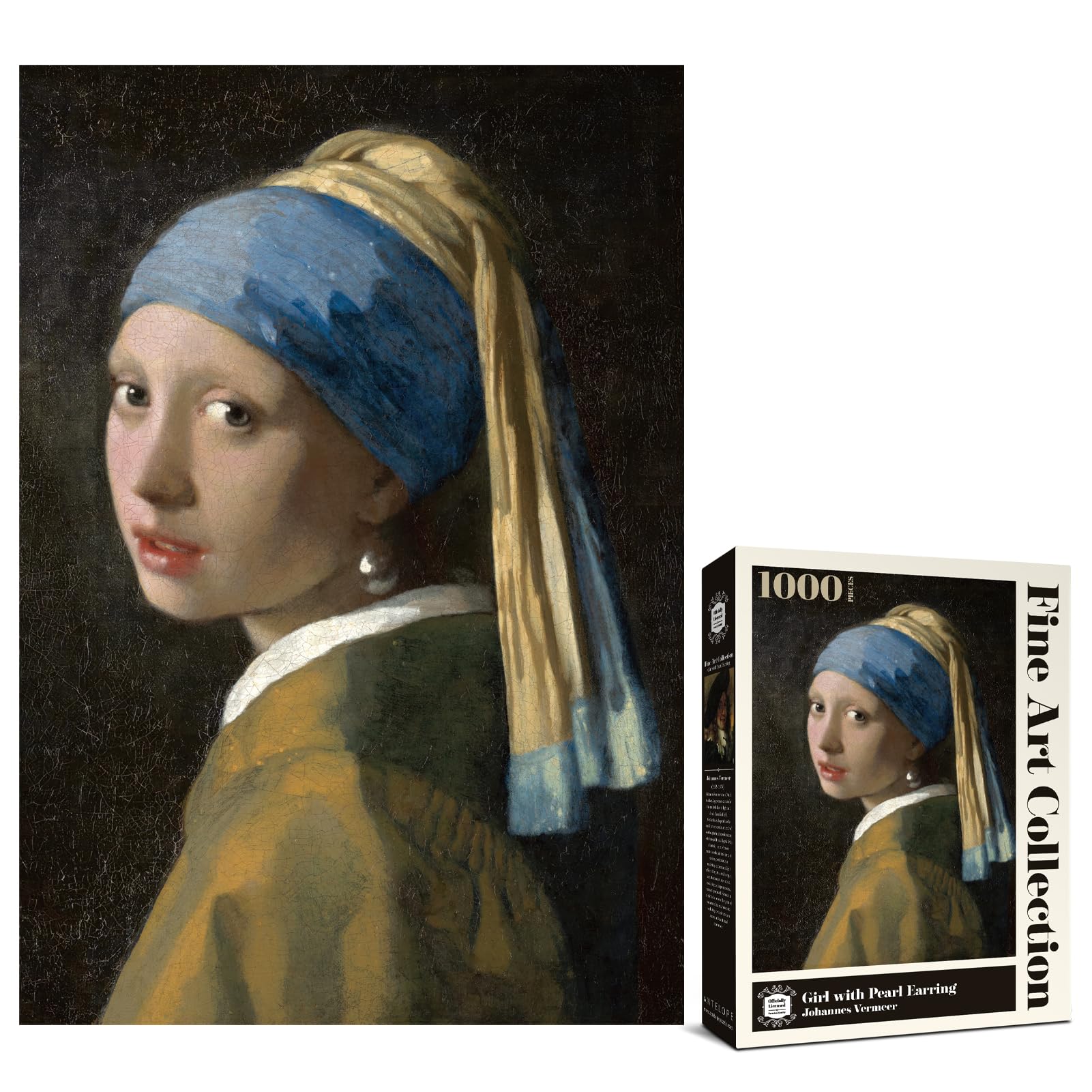 Antelope - 1000 Piece Puzzle For Adults, Girl With A Pearl Earring, By Johannes Vermeer, 1665 - Officially Licensed, Jigsaw Puzz