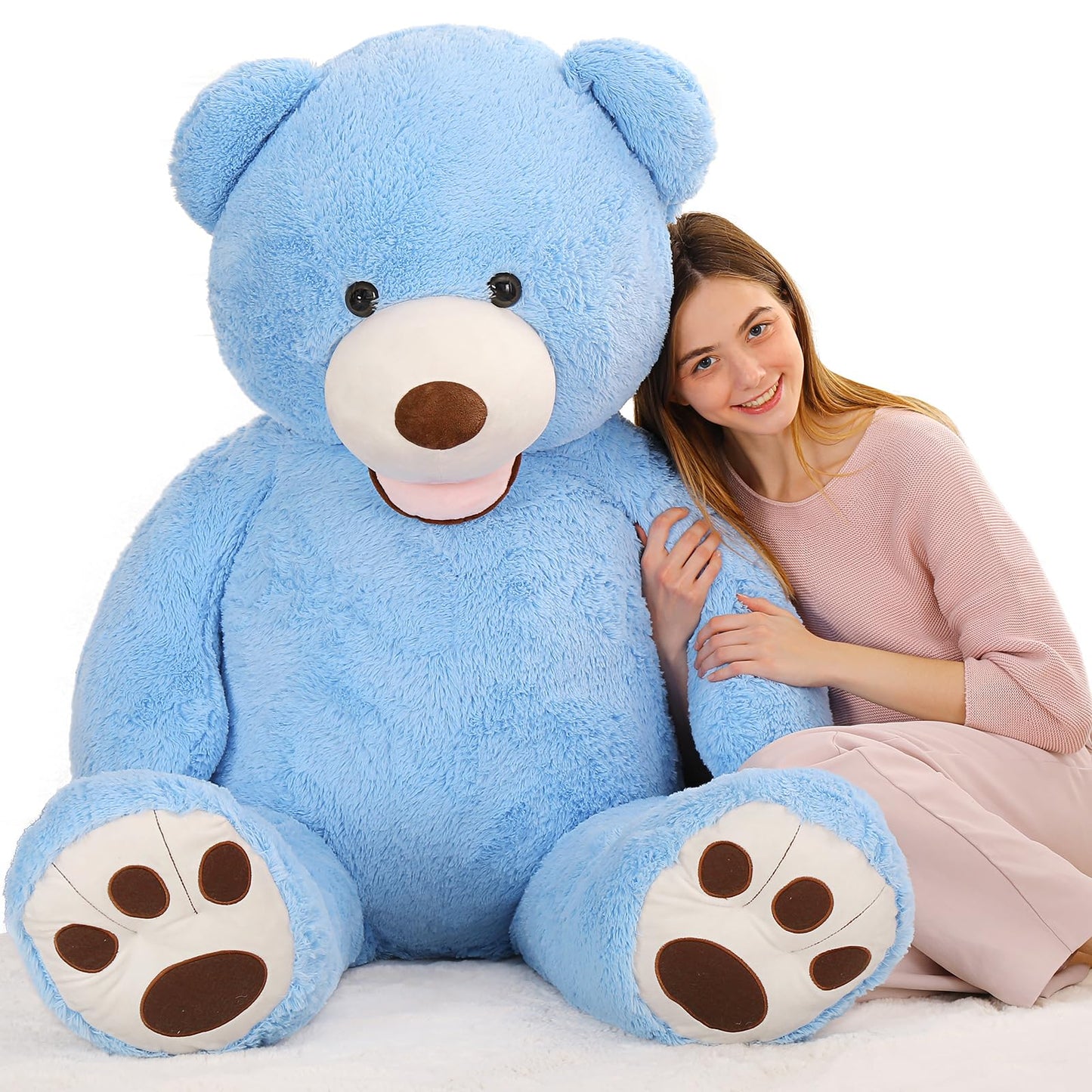 Maogolan Giant Teddy Bear Plush 5Ft, Cute Valentines Teddy Bear Stuffed Animal With Smiling Face, Gift For Girlfriend Boyfriend Wife On Anniversary,Christmas Long Distance
