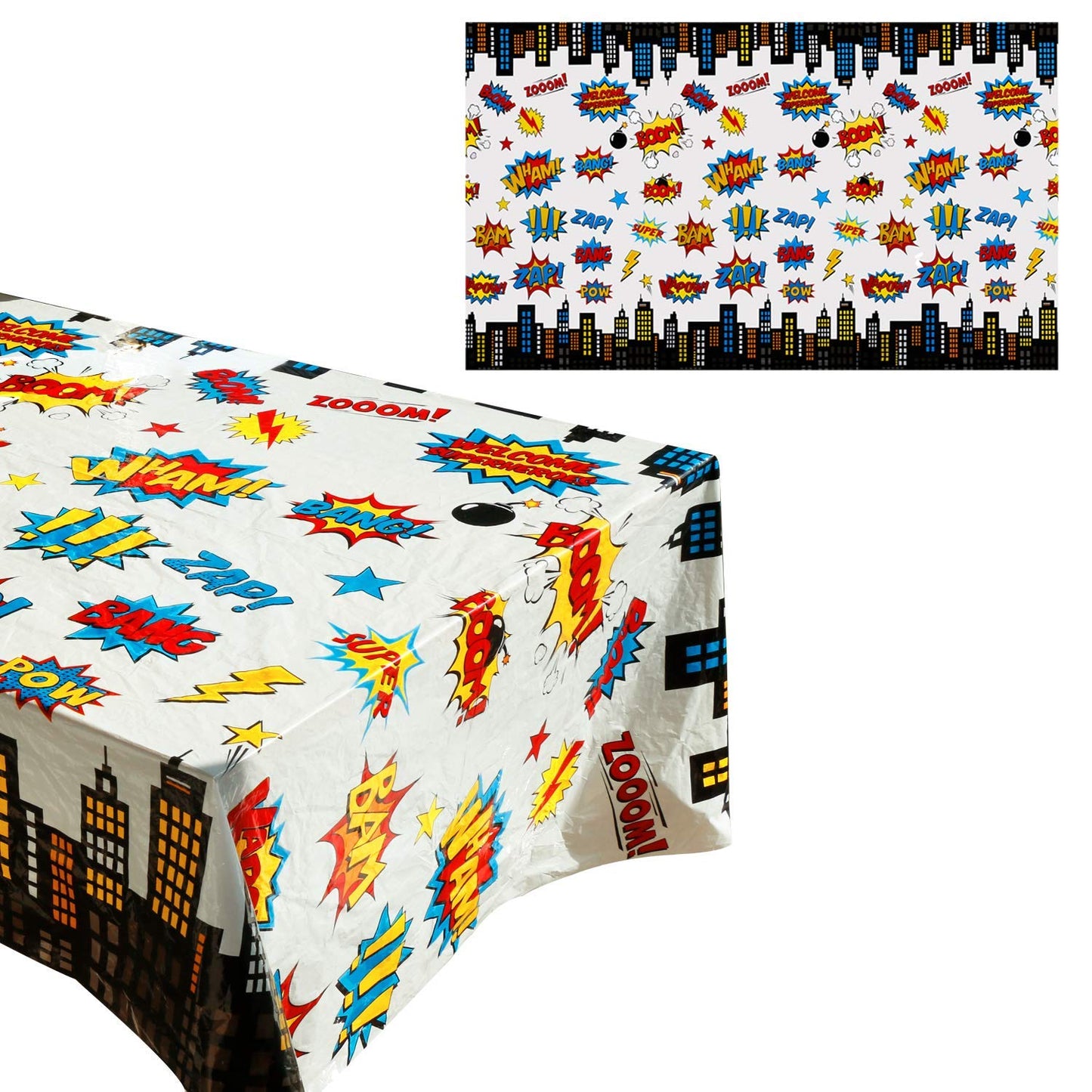 HaWenny 5 Pack Superhero Plastic Table Cover,43 x 71 Superhero Tablecloths Party Supplies Decorations