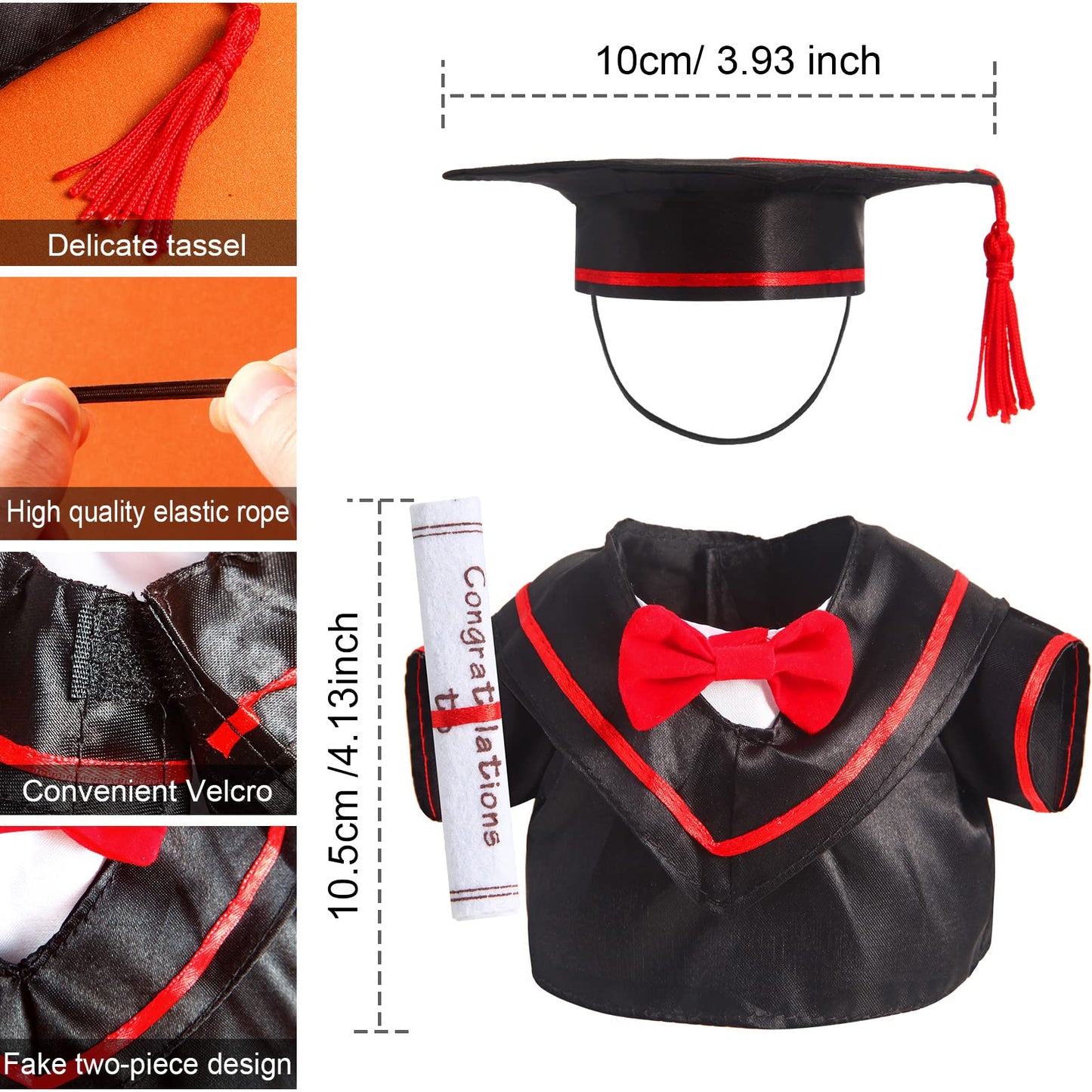 Set Of 1 Graduation Teddy Bear Clothes Cap & Gow Outfit Fits Most 8'' - 12'' Bear Plush Stuffed Animal Outfit Build A Bear Doll
