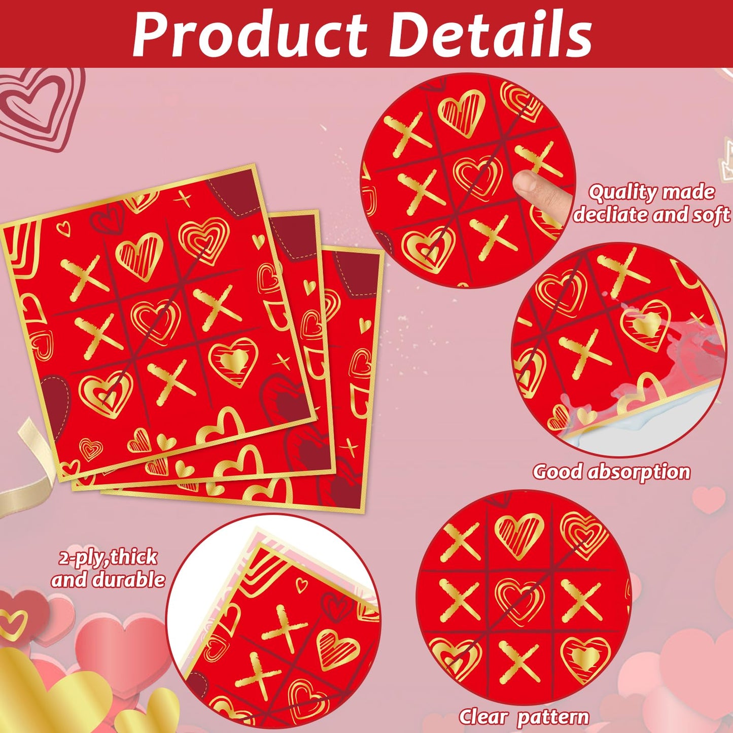 96 Pcs Valentine'S Day Plates Napkins Valentines Day Party Decorations Paper Plate Supplies Red And Gold Dinner Dessert Tablewar