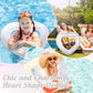 Whaline 3Pcs Inflatable Heart Pool Float with Glitter Inside White Swim Pool Rings Float Loungers Tube for Summer Pool Beach Bac