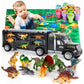 Mobius Toys Dinosaur Truck Carrier - Dinosaurs Playset With 12 Toy Action Figures - World Dino Toy Set With Xl Playmat For Toddlers Boys Or Girls, 3 To 7 Years Old
