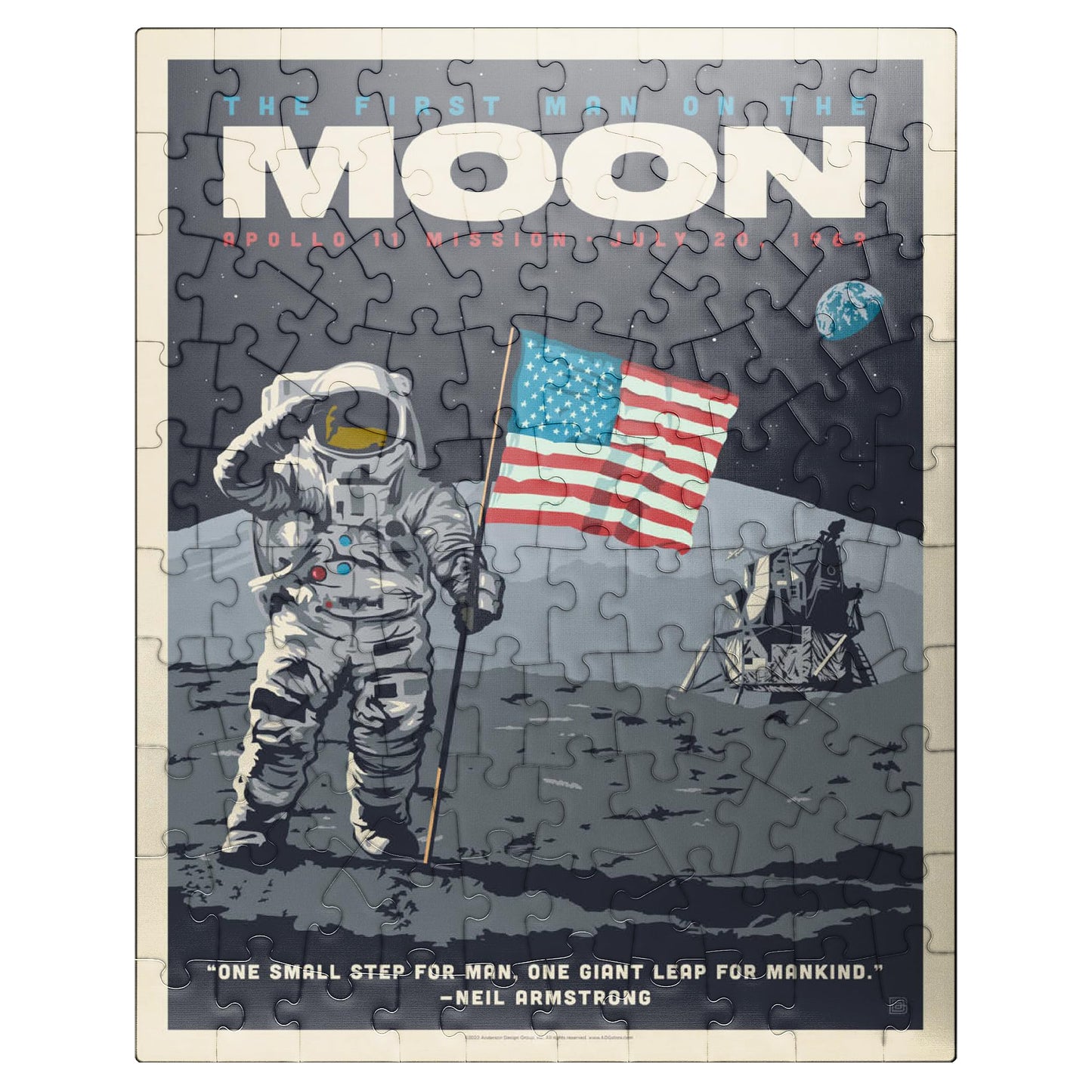 Mypuzzle Nasa 1969: First Man On The Moon, Vintage Poster - Premium 100 Piece Jigsaw Puzzle For Adults
