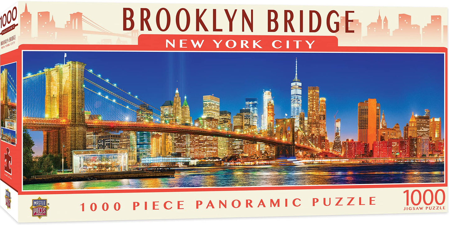 Masterpieces 1000 Piece Jigsaw Puzzle For Adults, Family, Or Youth - Brooklyn Bridge, Nyc Panoramic - 13'X39'