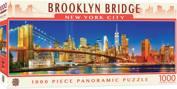 Masterpieces 1000 Piece Jigsaw Puzzle For Adults, Family, Or Youth - Brooklyn Bridge, Nyc Panoramic - 13'X39'