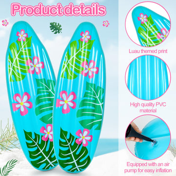 Foilswirl 2 Pcs 3 Ft Luau Inflatable Surfboard For Beach Inflatable Surf Board Luau Decoration Tropical Pool Surfboard Float For