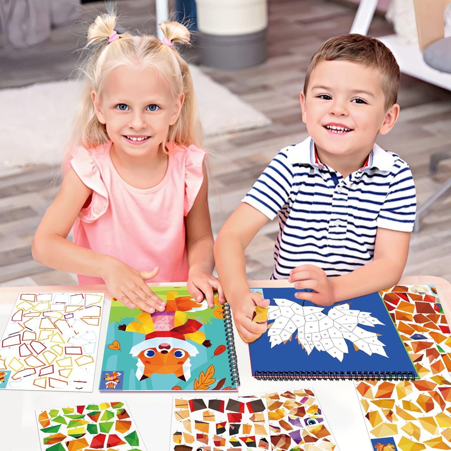 Omgouue 2PCS Thanksgiving Crafts for Kids Ages 4-8 Sticker Paint Books Includes Turkey Maple Leaf and More Designs Gift Fall The
