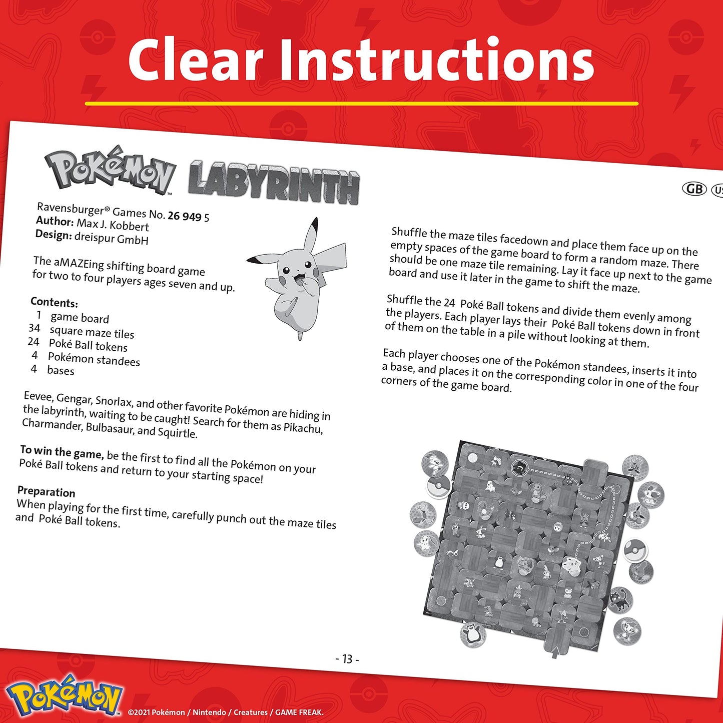 Ravensburger Pokémon Labyrinth Board Game for Kids & Adults | Engaging Family Fun | 2-4 Players | Multi-Coloured | Model 26949