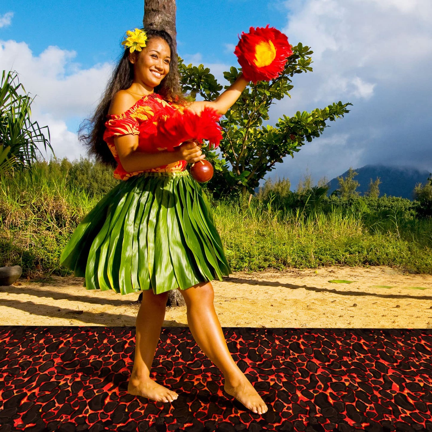 24 Inch x 10 ft Plastic Hot Coals Runner Party Decorations Lava Themed Party Theme Tablecloth Runner Table Floor Cover for Fire