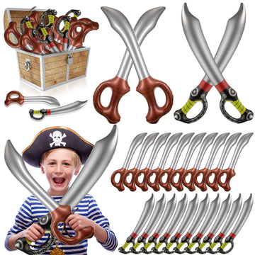 Charniol 24 Pieces Inflatable Pirate decorative replica blades Halloween Toy decorative replica blade Party Favors Birthday Supplies Inflated cutting tool for Swimming Pool Cosplay Stage Props Costume Accessories