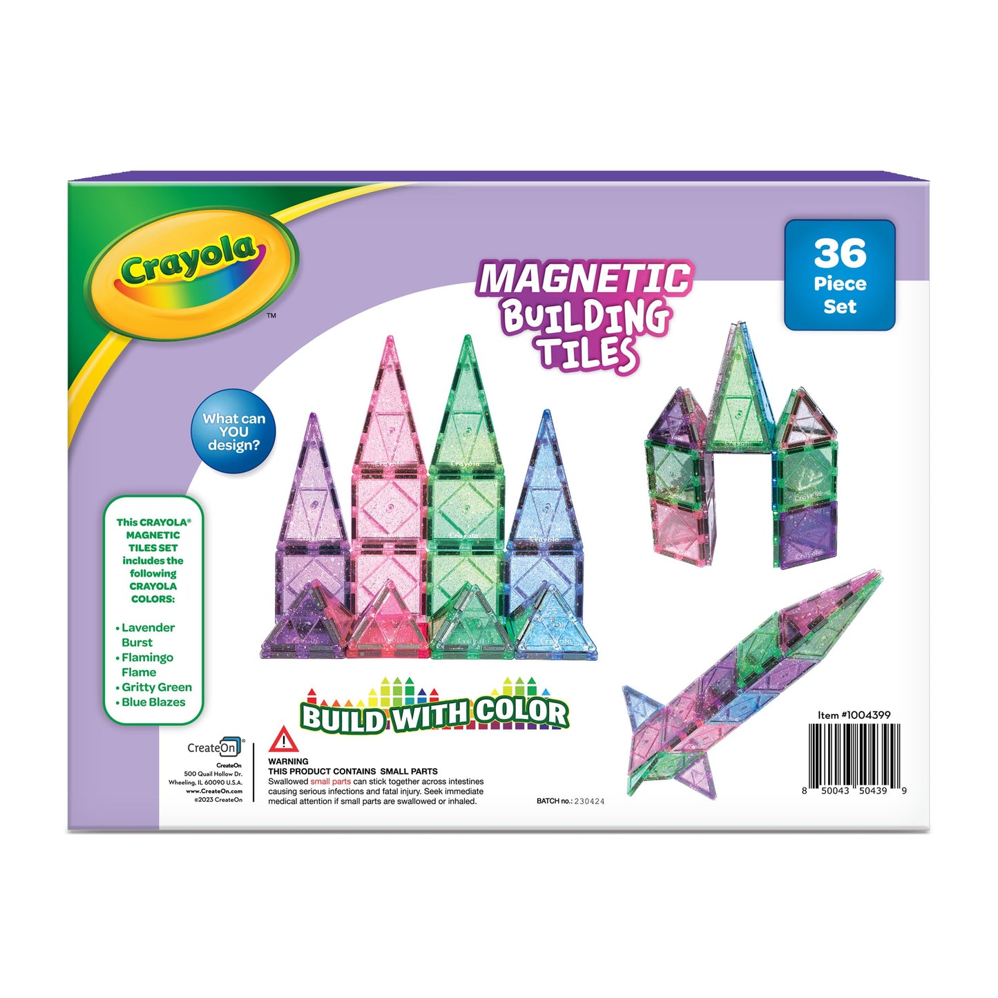 Createon Crayola Glitter Magnetic Tiles, Building Set For Kids, Magnetic Tiles, Magnetic Building Toys For Kids, Stem Easter Toys For Boys And Girls Ages 3 And Up, 36-Piece Set (Glitter)