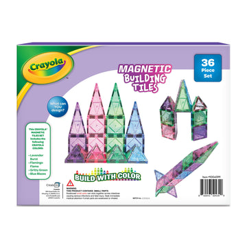 Createon Crayola Glitter Magnetic Tiles, Building Set For Kids, Magnetic Tiles, Magnetic Building Toys For Kids, Stem Easter Toys For Boys And Girls Ages 3 And Up, 36-Piece Set (Glitter)