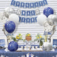 Oumuamua 62Pcs Silver Navy Blue Balloons Kit - 12 Inches Silver Blue Party Decoration Balloons For Baby Shower Birthday Wedding Party Decorations Supplies