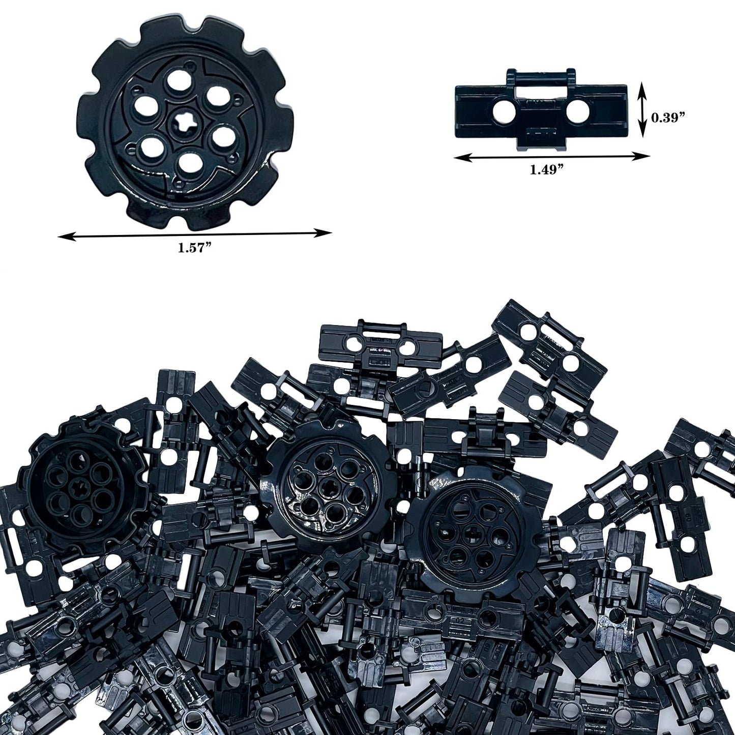 Miutrue 108Pcs Technical Parts Tank Track Wheels Treads Chain Links Motorcycle Car Accessories Building Blocks Toys For 6-12 Yea