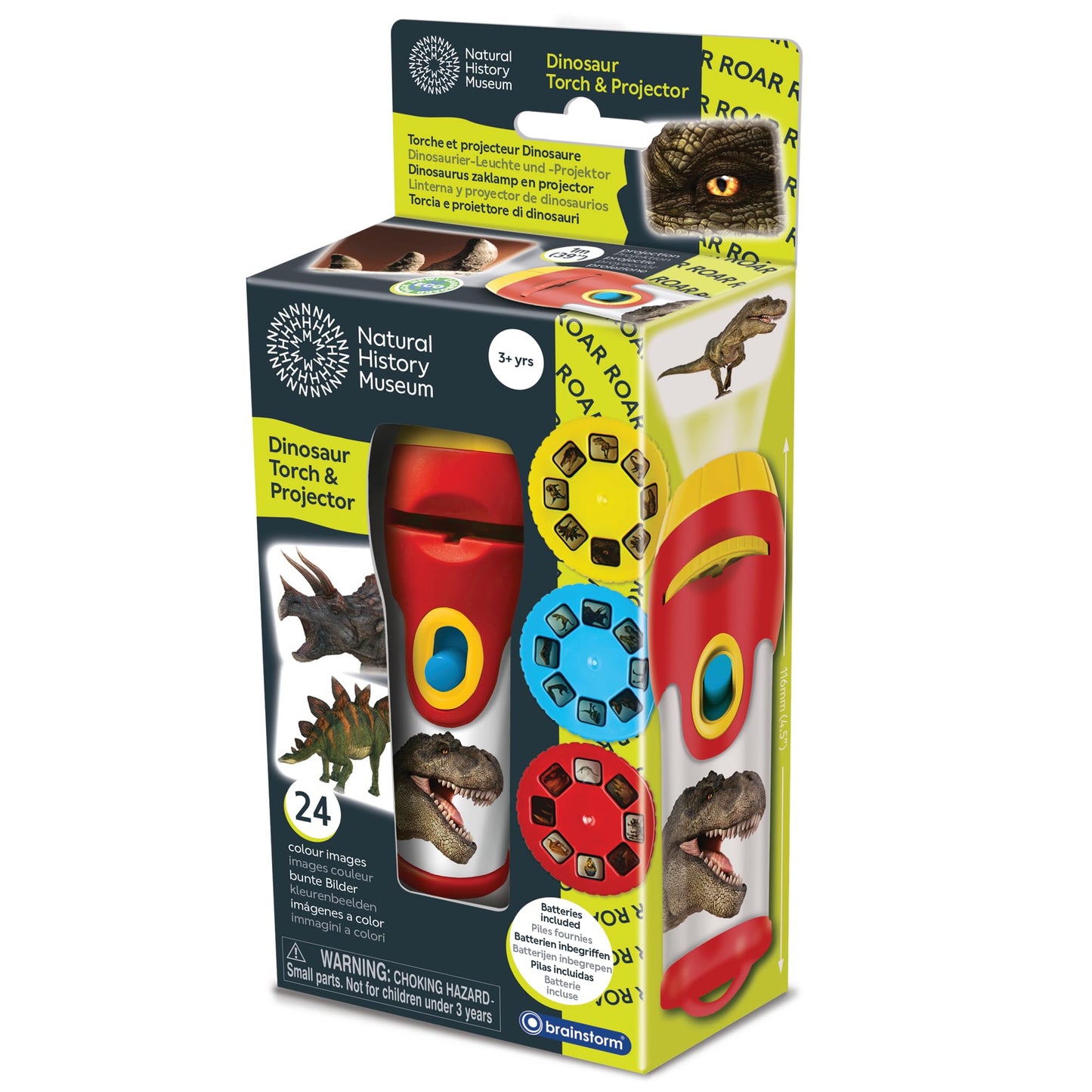 Brainstorm Toys: Dinosaur Flashlight and Projector, Plastic, Projector Torch Projects Amazing Images of Dinosaurs Around your Ro