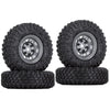 WONFAST 4PCS 1.55 inch 85mm Rubber Terrain Crawler Tires Metal Beadlock Wheel Rims Tires Set Compatible with 1/10 RC Crawler Car