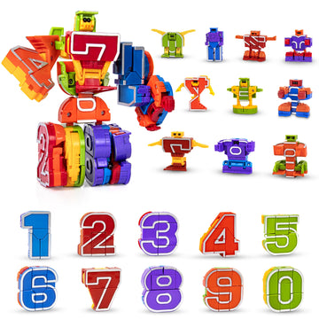 Lydaz Number Bots Toys - Multicolor Preschool Learning Math Robots, 10pcs for Boys 2-5 Years, Plastic Educational Gifts