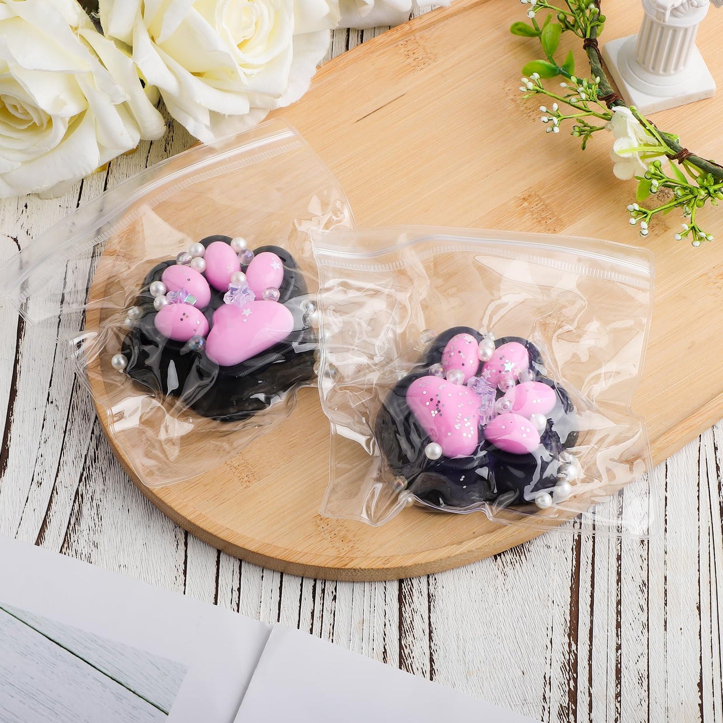 2pcs Cat Paw Squeeze Toy  Taba Soft Cat Paw Kawaii Jelly Kitty Paw Relaxing Animals Stress Relieving Fidget Toys for Kids Teenagers mature-themeds (Style 1)