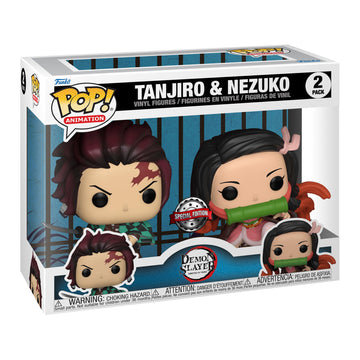 Demon Slayer: Kimetsu No Yaiba Pack 2 Pop! Animation Vinyl Figurines Tanjiro & Nezuko Cm