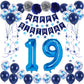 Naninuneno 19Th Blue Birthday Party Decorations For Boy Girl Men Women, Happy 19 Birthday Balloons Supplies With Happy Birthday