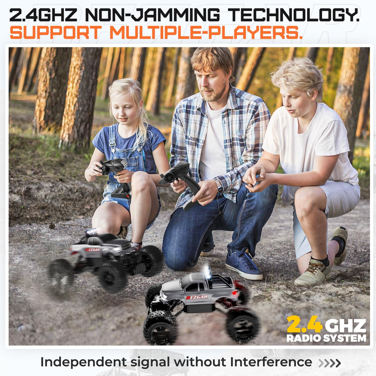 BEZGAR 1:14 Scale All Terrain Electric RC Truck - Waterproof Monster Truck for Kids with 2.4GHz Remote and Rechargeable Battery,