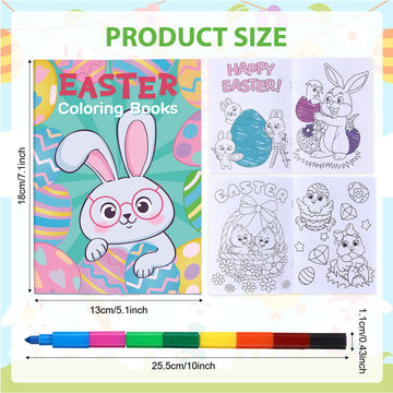 24 Pcs Easter Coloring Books with 24 Stacking Crayons for Kids Party Favors Easter Holiday Activity Books Rainbow Crayons Easter