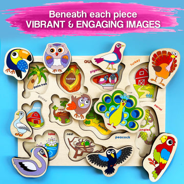 Quokka Wooden Puzzles For Toddlers Ages 1-3-5 - Animal Peg Puzzles For Kids 2-4 Years Old - Set Of 3 Wood Learning Travel Toys F