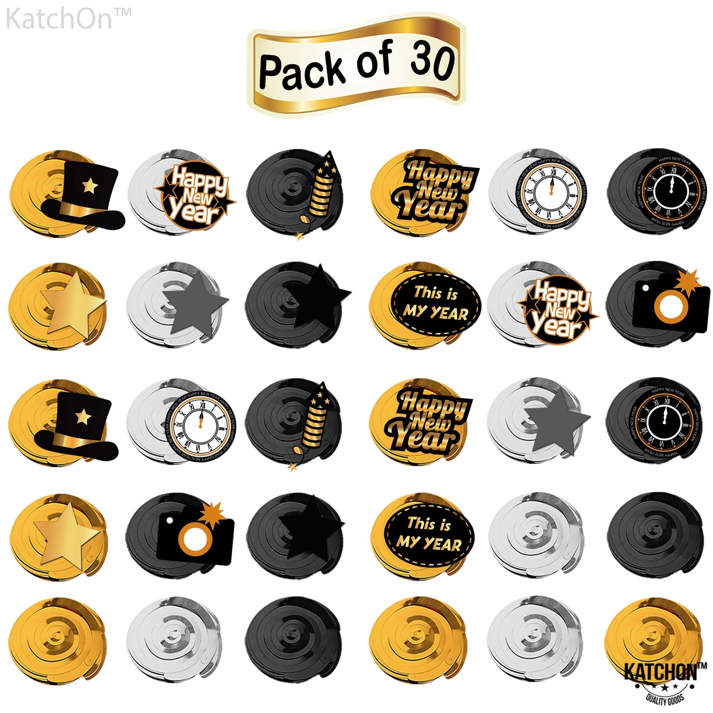 KatchOn, Happy New Year Hanging Swirls - Pack of 30, No DIY | Happy New Year Decorations 2025 | New Years Eve Party Supplies 202