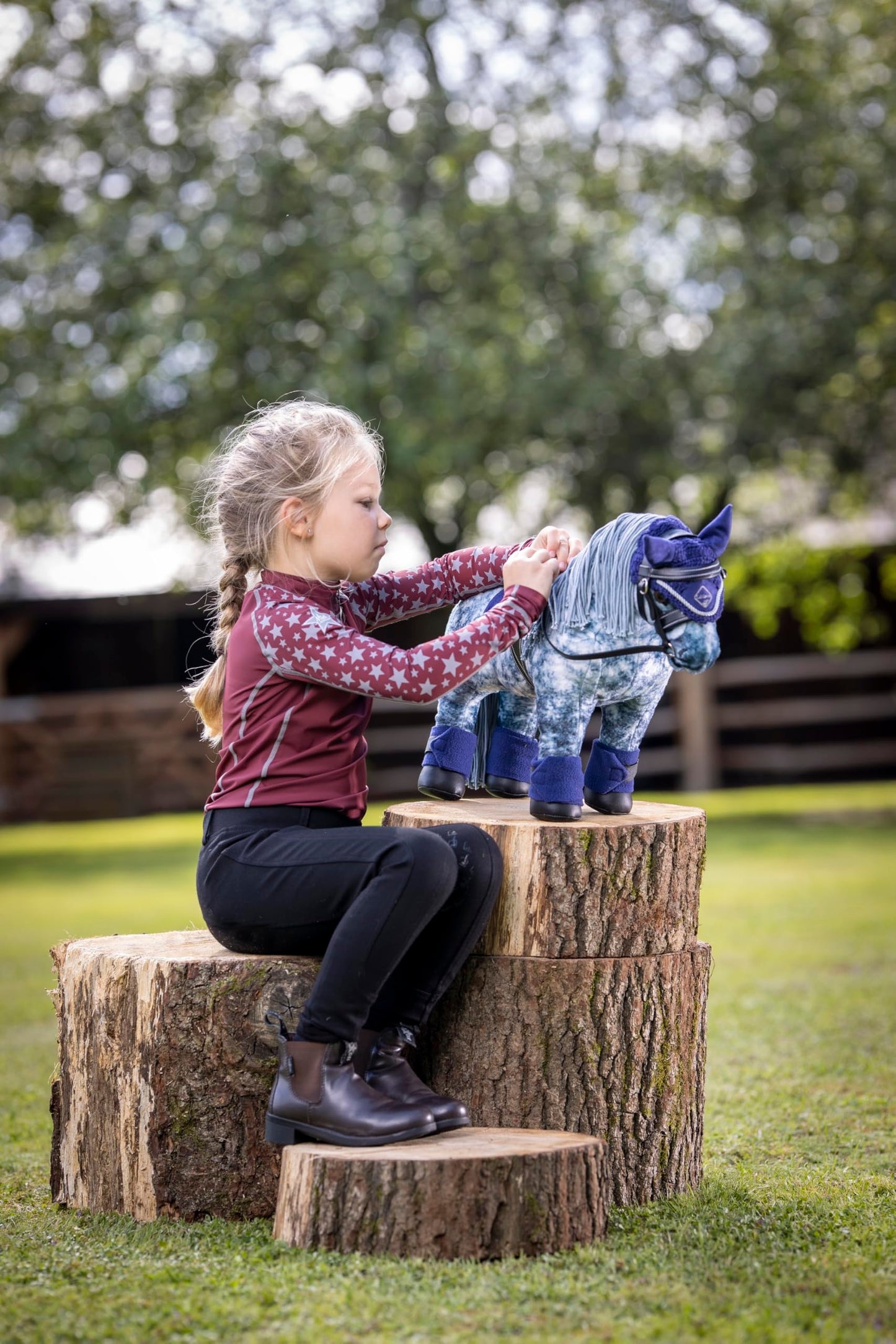 Lemieux Toy Pony Sam For Kids - Dapple Grey - Soft Coat - Flexible - Pretend Play - Stuffed Animal Horse - Gift For Kids - Suita