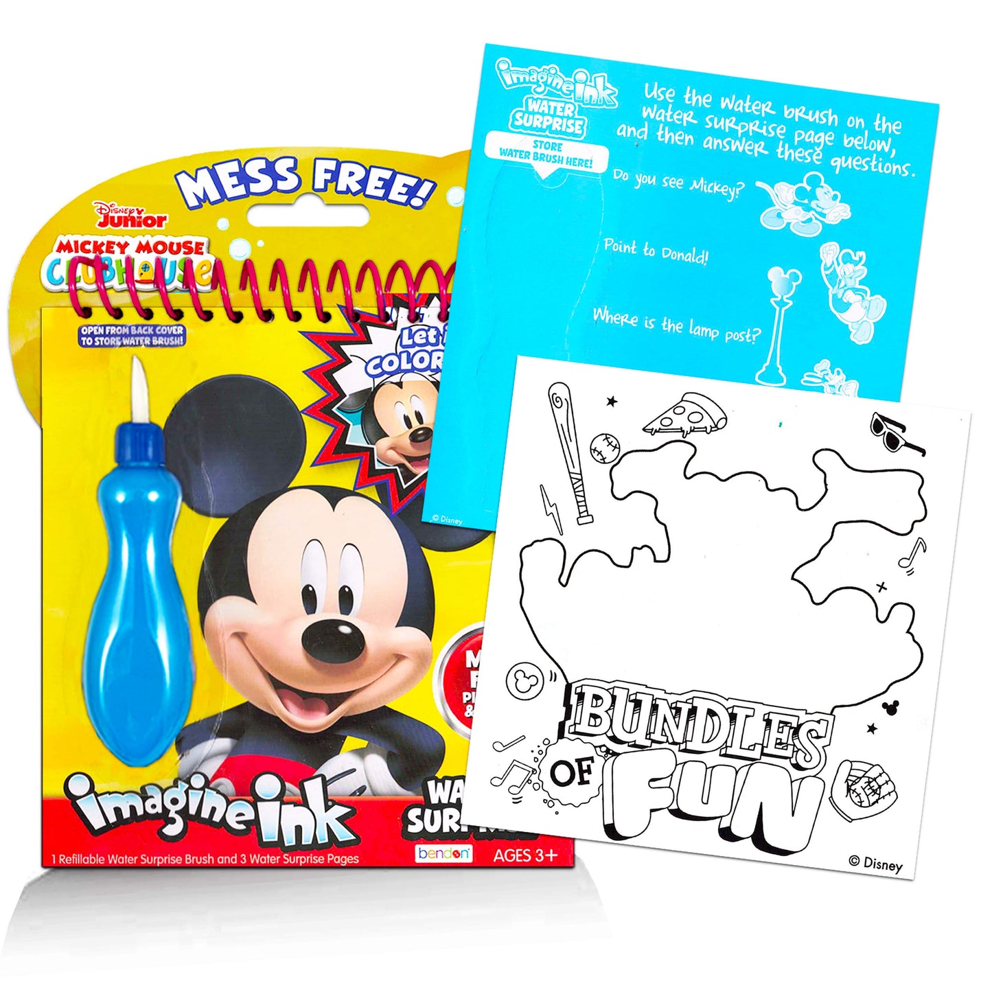 Imagine Ink Water Painting Books Set - 3 Pack for Toddlers, Disney Characters, No Mess Paint with Water, Ages 3-5