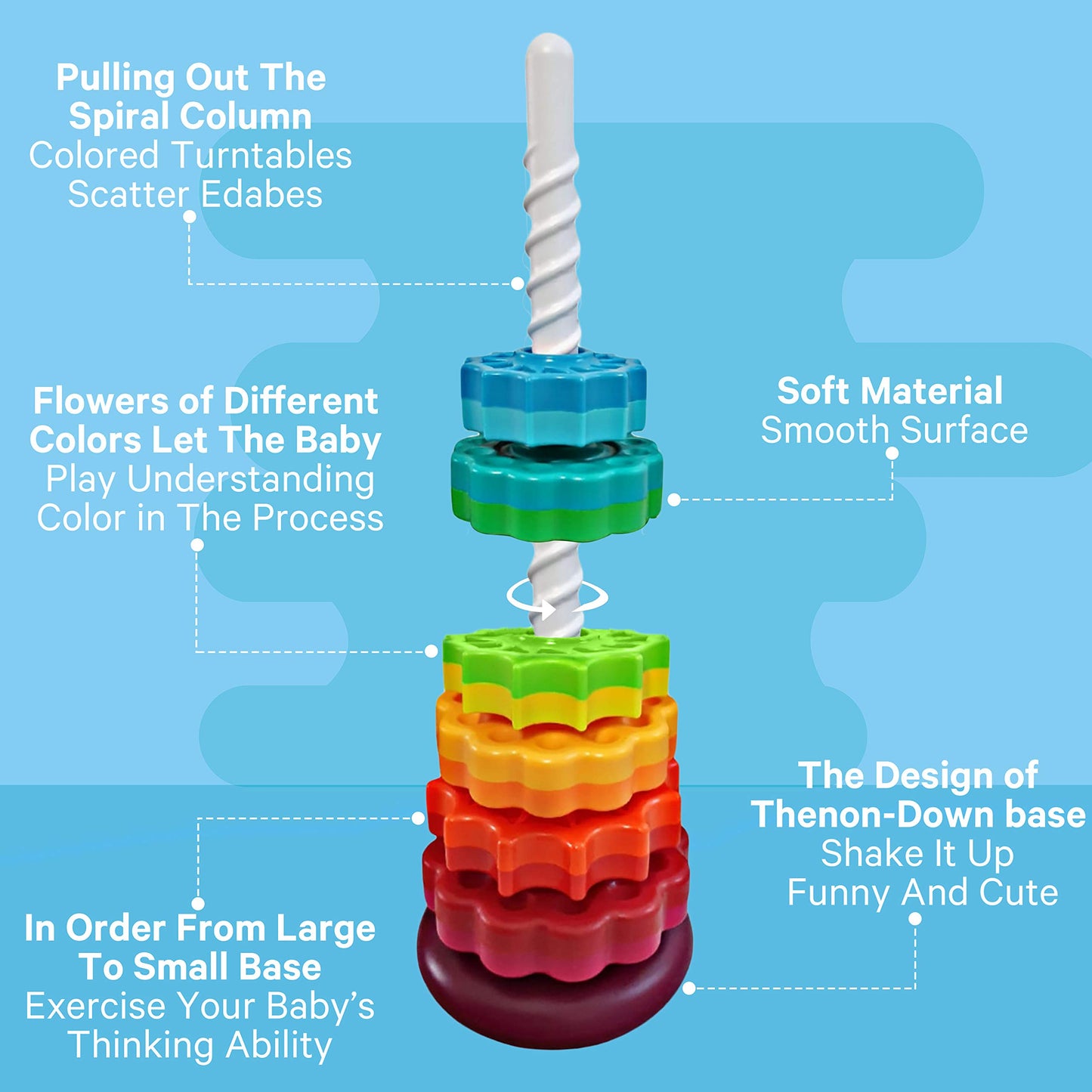ODELA Spinning Toy - enhanced Stacking Toy for Kids - Strong ABS Plastic - Rainbow Spinning Wheel Toy - Fun and Engaging Brain Development Toys for Kids