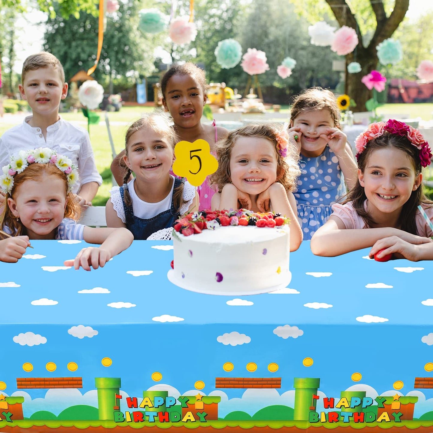 Lecinc 3 PCS Video Games Party Tablecloth, Plastic Video Games Table Cover for Video Games Birthday Party Decorations Supplies,
