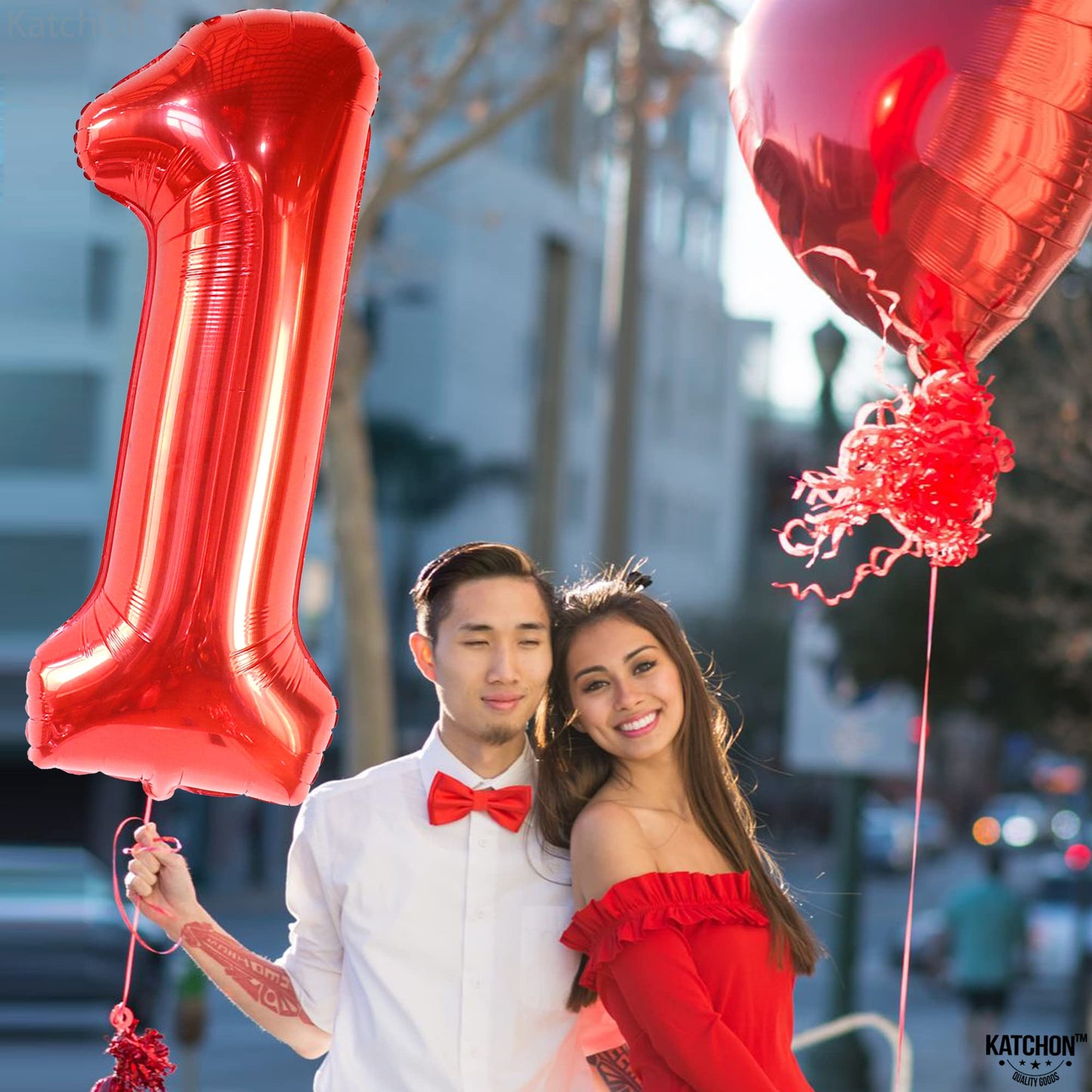 Katchon, Giant Red One Balloon For First Birthday - 40 Inch | Berry First Birthday Party Supplies | Red 1 Balloon For First Birthday | 1St Birthday Decorations For Boys | 1St Birthday Party Supplies