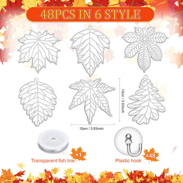 RoundFunny 60 Sets Fall Leaf Suncatchers Autumn Ornaments Decorations DIY Window Paint Art Suncatchers Autumn Maple Leaf Craft K