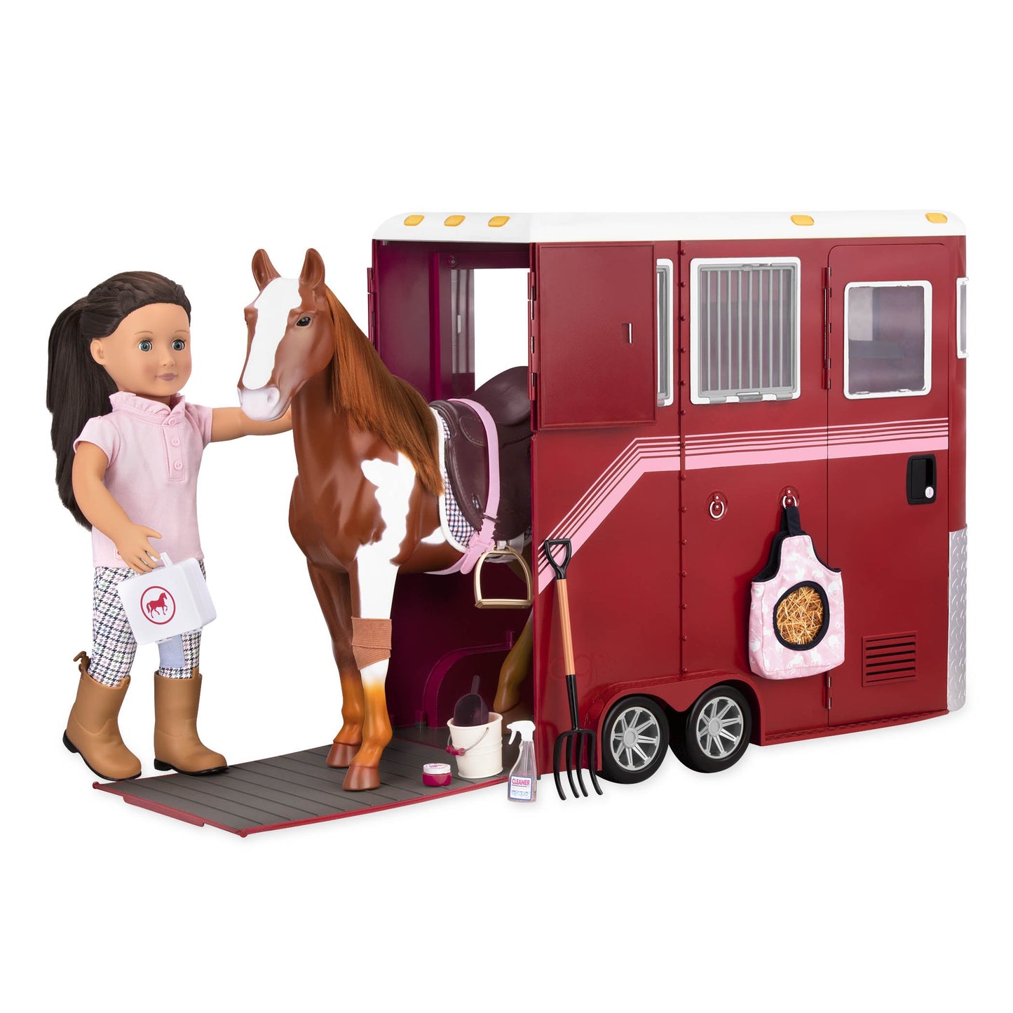 Our Generation By Battat- Mane Attraction- Horse, Equestrian Trailer For 18' Dolls & 20' Horses- For Age 3 Years & Up
