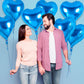 12 Pcs Heart Balloons,18 Inch Blue Heart Foil Balloons Love Balloons Valentine Balloons For Birthday Party Wedding Engagement Pa