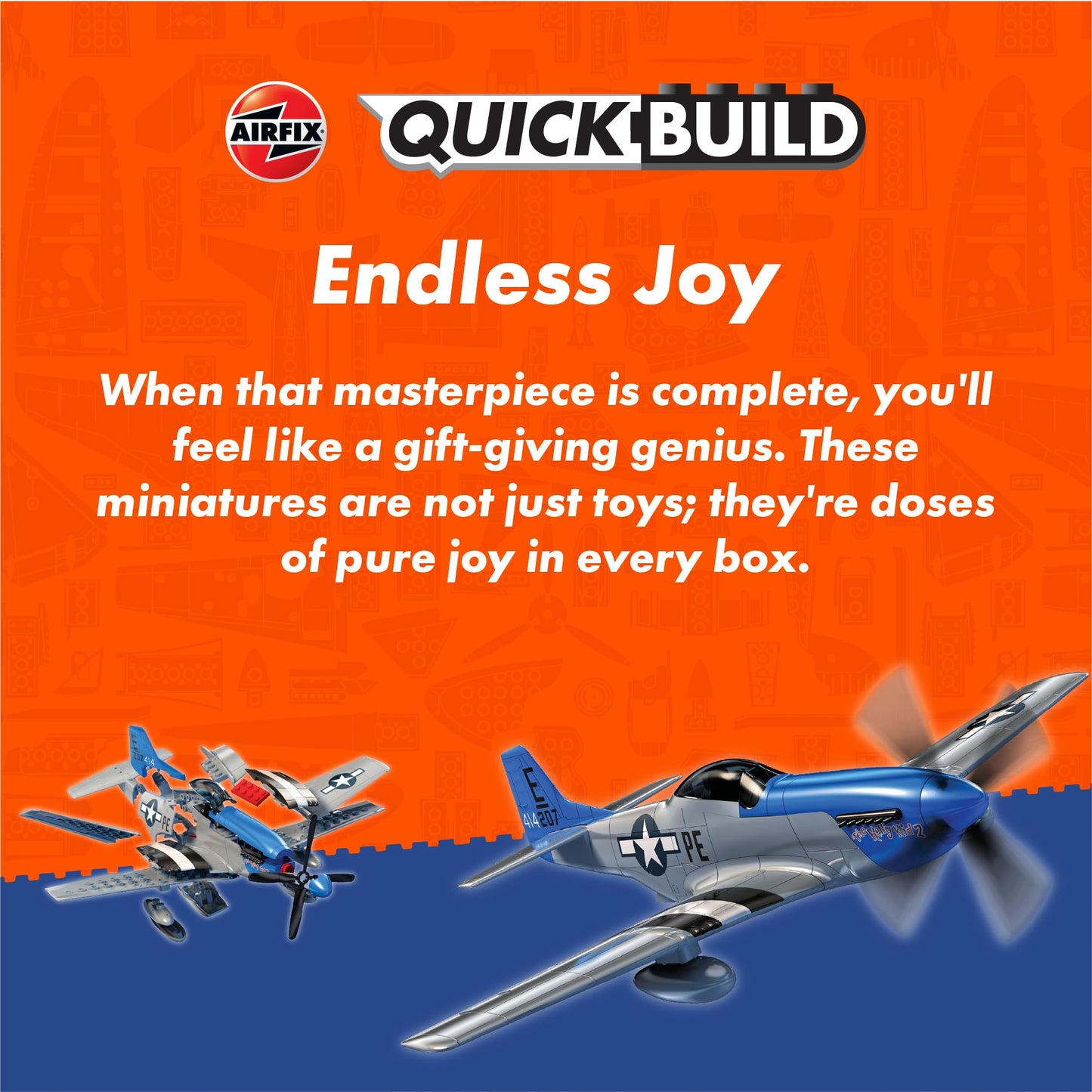 Airfix Quickbuild P-51D Mustang Airplane Brick Building Plastic Model Kit J6016