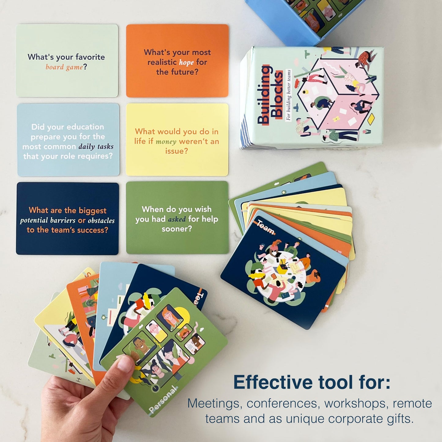 FLUYTCO Team Building Card Game - 150 Ice Breakers & Conversation Starters - Multicolor, Paper for Office Activities and Training