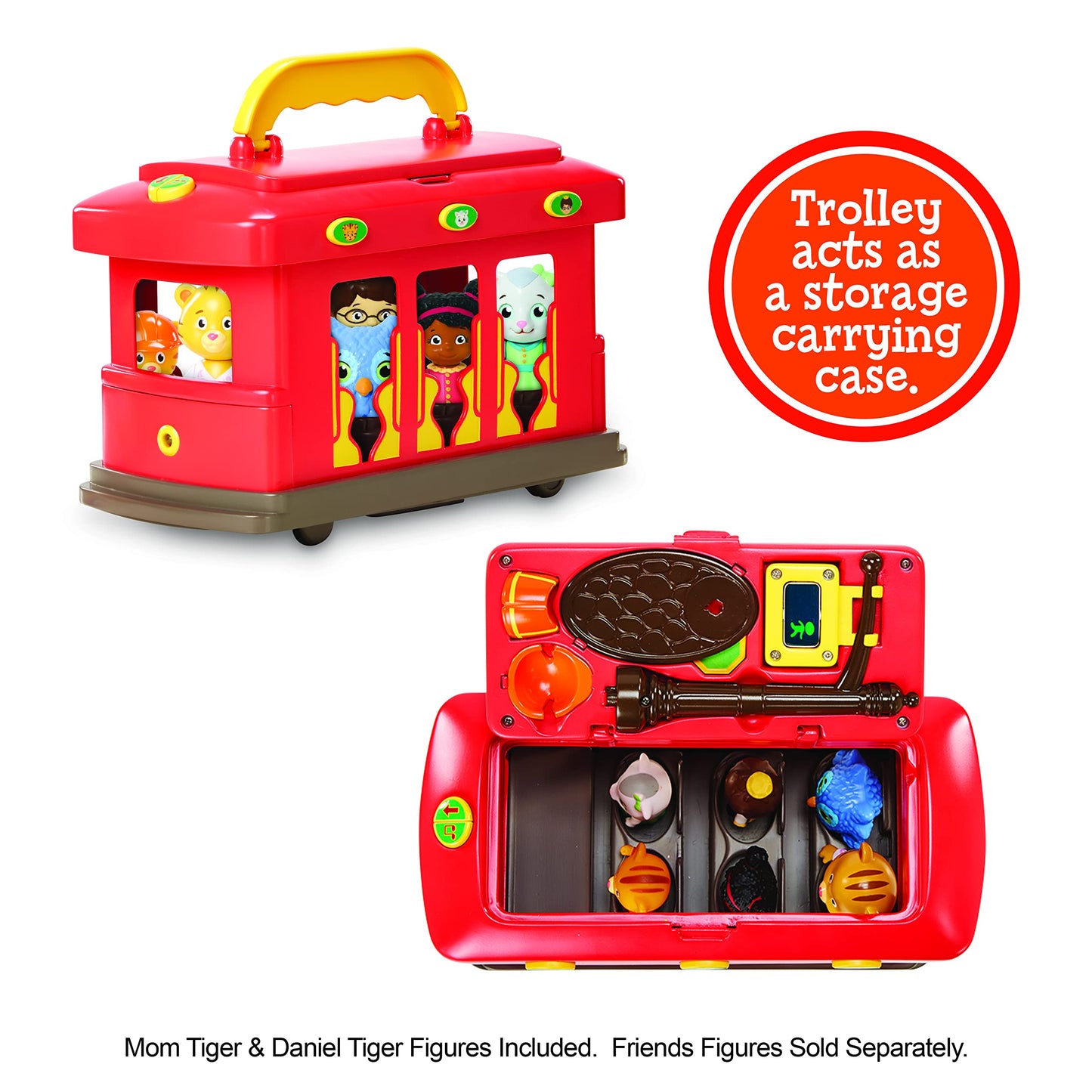 Daniel Tiger'S Neighborhood Deluxe Electronic Trolley Vehicle With 2 Songs, 12 Phrases, Sounds & Light! Daniel & Mom Tiger Figur
