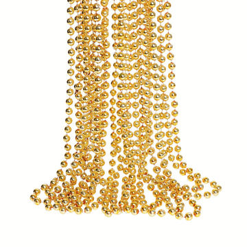 ZZYFGH 33'' 7mm St Patricks Day Beads Necklace, Mardi Gras Beads Necklace Bulk, Metallic Gold Beaded Necklace, Party Costume Nec