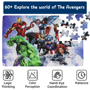 Avengers Jigsaw Puzzles For Kids Ages 4-8, 60 Piece Superhero Puzzles Learning Educational Puzzles For Children Girls And Boys,