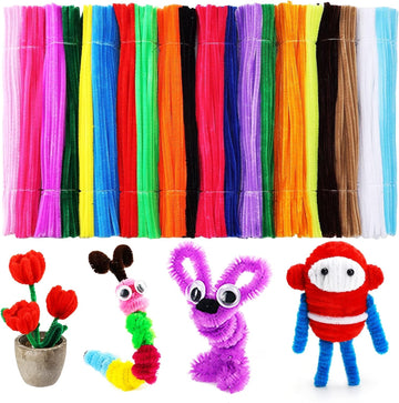 Caydo 1000 Pieces Pipe Cleaners Assorted 20 Colors Chenille Stems Bulk for Kids Art and Crafts Projects and Decorations(6 mm x 1