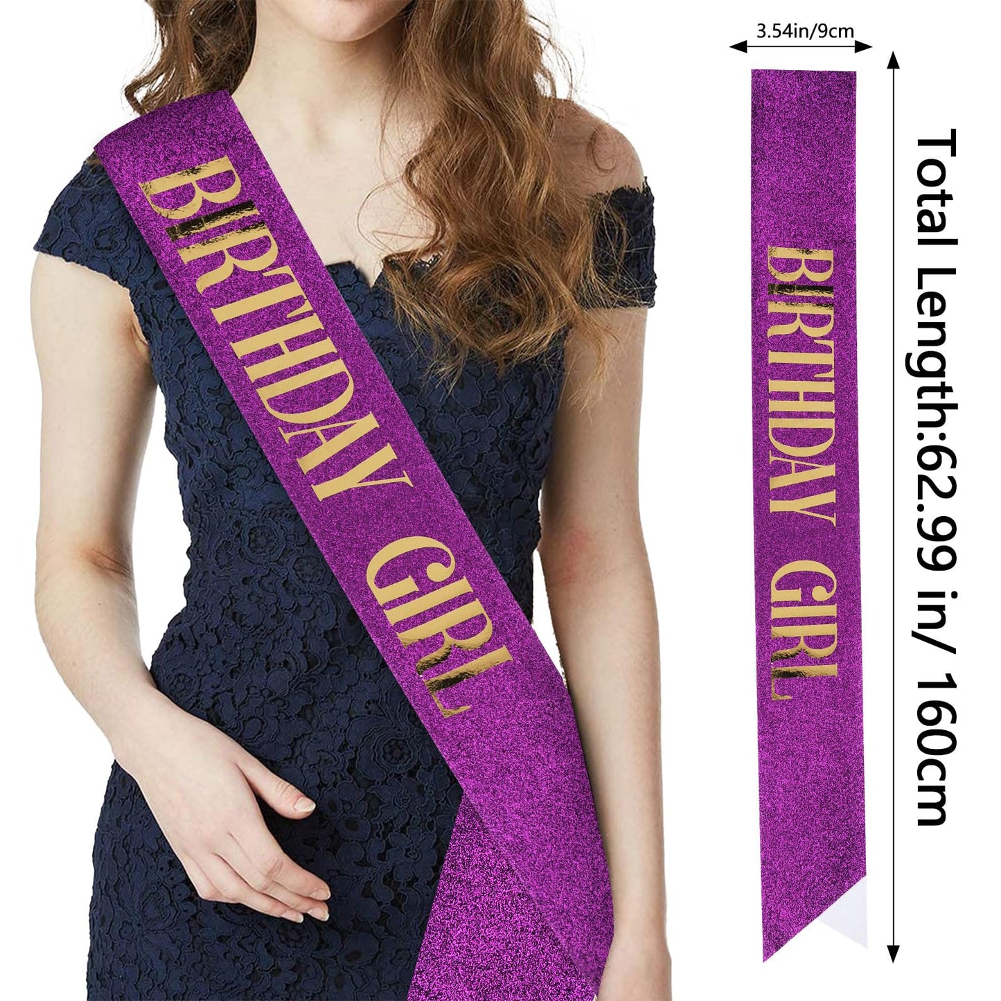 CIEHER Purple Birthday Girl Sash & Crown Kit, Decorations & Gifts for Women & Girls