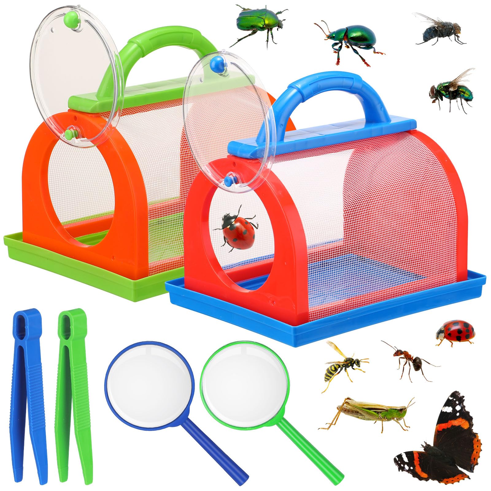 Halloscume 2 Pack Bug Catcher Kit Summer Toy Gift For Kids Boys Girls Outdoor Critter Bug Container Insect Cage Educational Bug