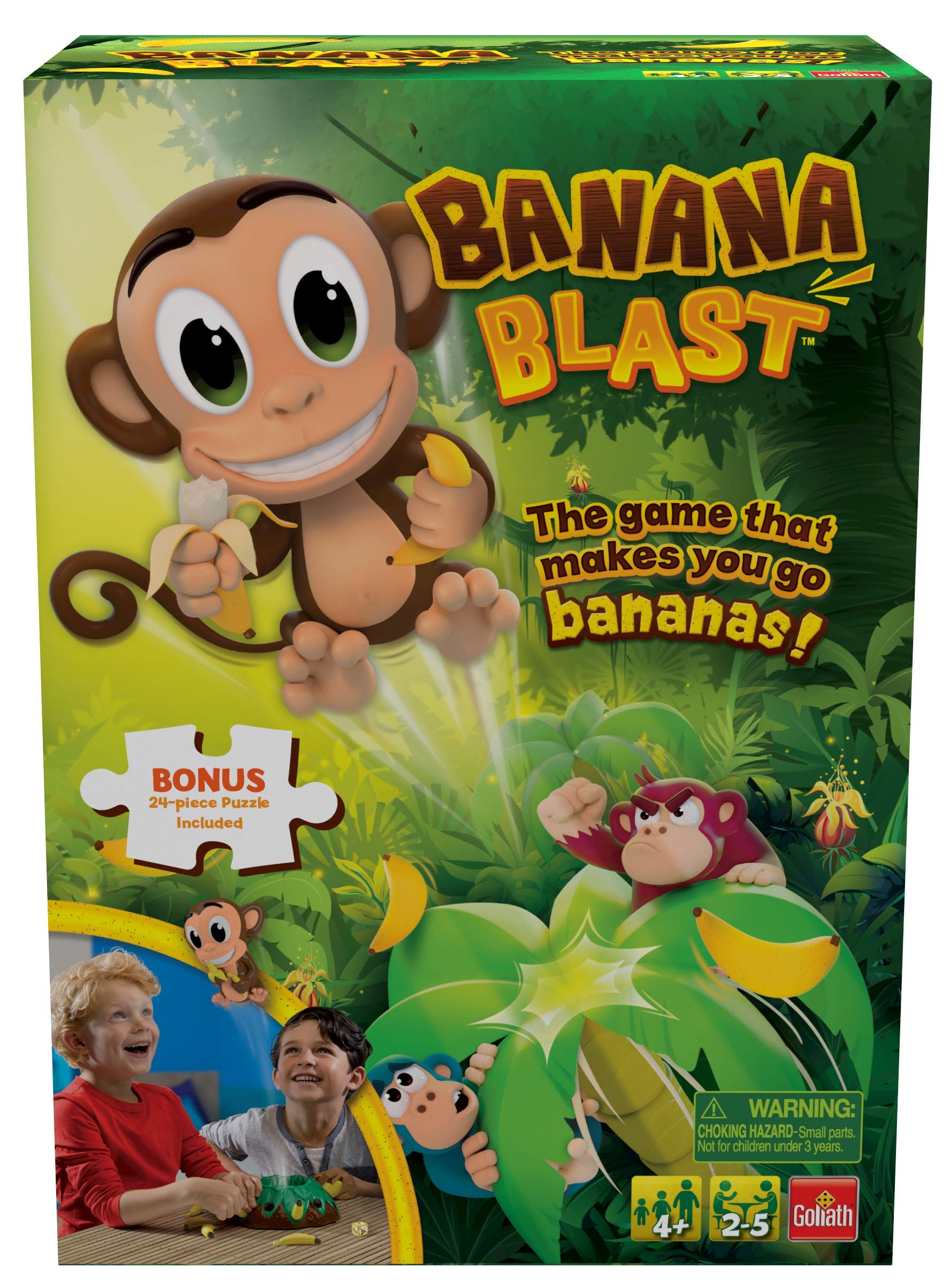 Banana Blast - Pull The Bananas Until The Monkey Jumps Game - Includes A Fun Colorful 24Pc Puzzle By Goliath , Green