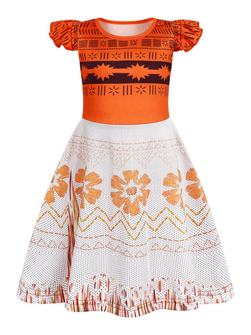 Sukyfecde Princess Dress Up For Girls Cosplay Costume Dresses Toddler Kids Birthday Outfits Halloween Role Play Clothes 3T Orang