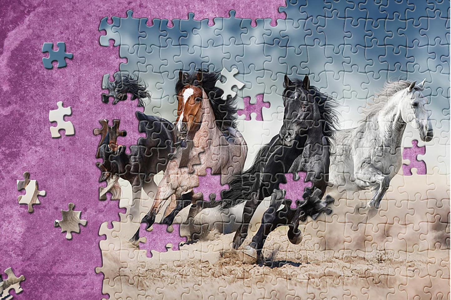AMAZING PUZZLES 1000 Piece Jigsaw Puzzle - Wild Horses, 19x27in, Cardboard, Model 1000HORSES