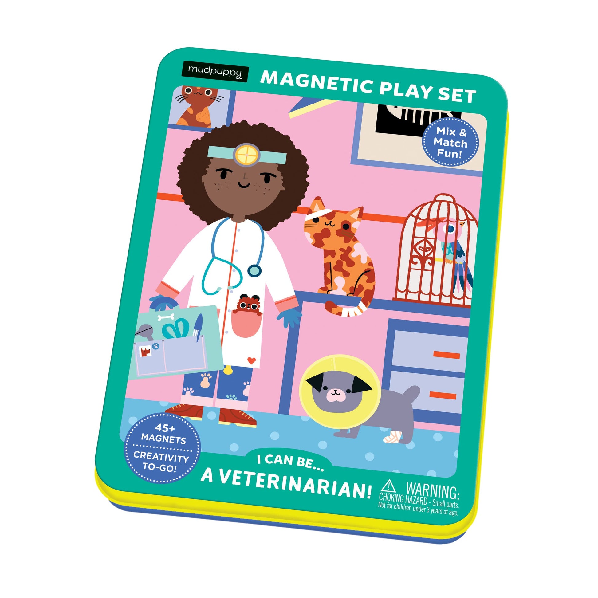 Mudpuppy I Can Be... A Veterinarian! Magnetic Play Set from, Includes 2 Brightly Illustrated Background Scenes and 45+ Mix and M