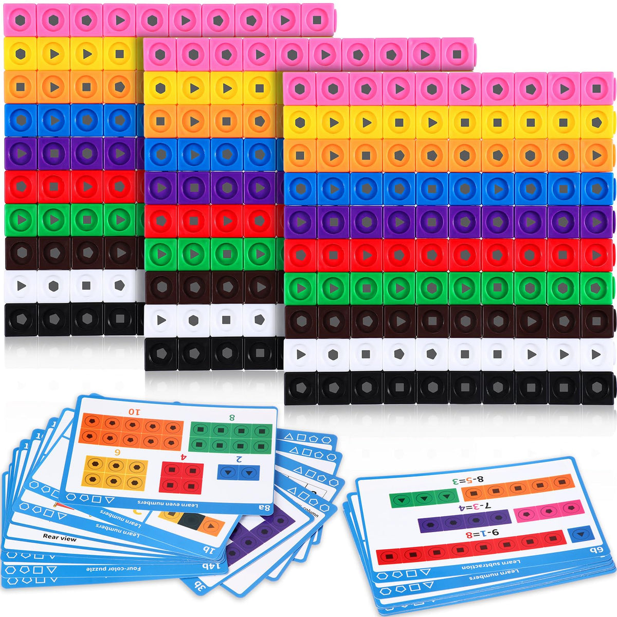 4 Math Counting Cubes Libima 318 Pcs Math Counting Cubes Building Cubes Set with Stem Cards ...